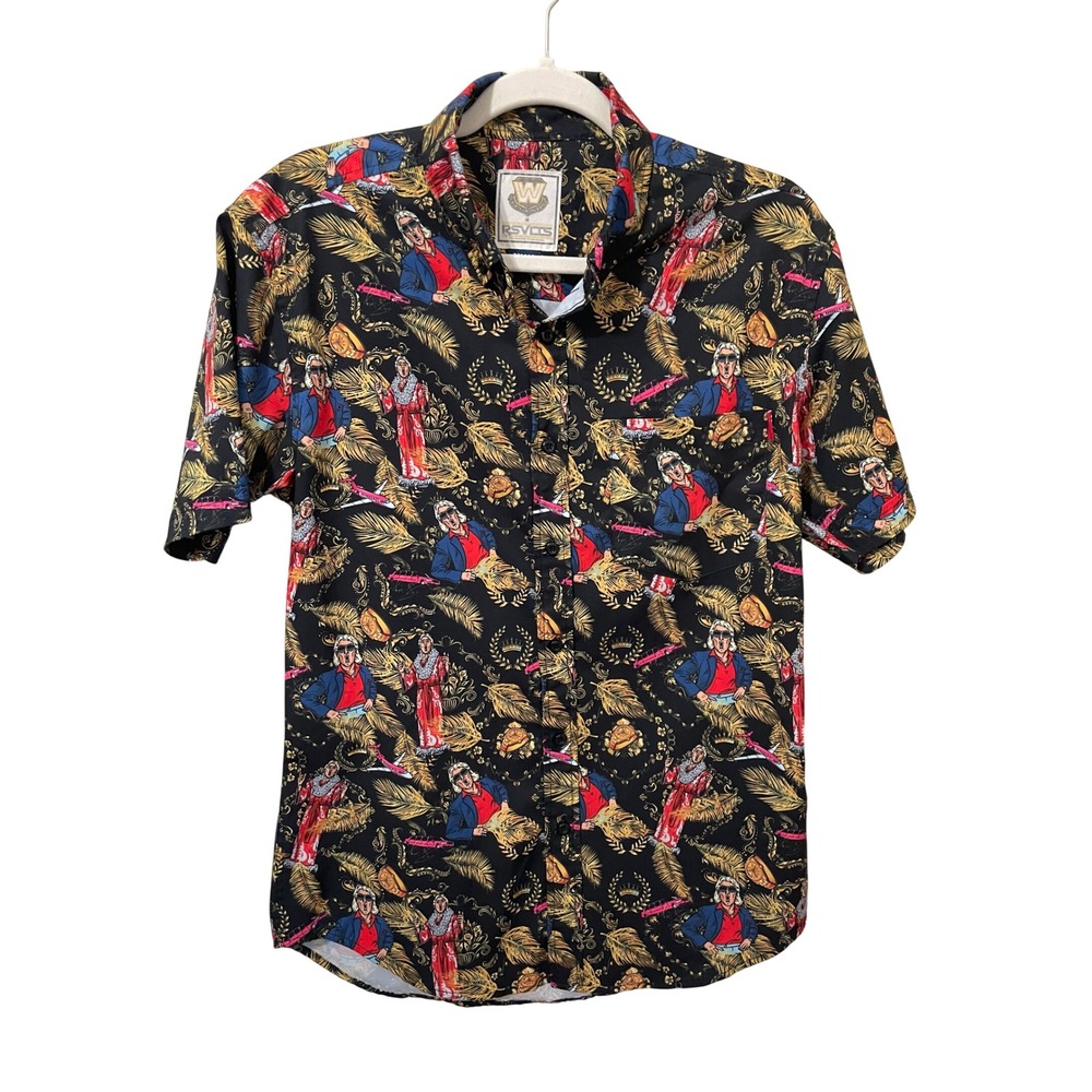 RSVLTS WWE Ric Flair Nature Boy Kunuflex Shirt Size S Black Gold Wrestling